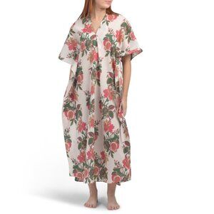 SAATVIK White Lightweight Floral Caftan